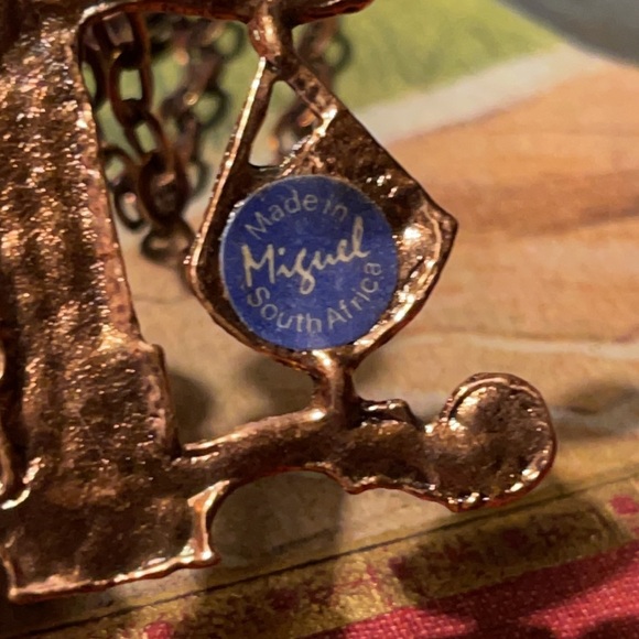 VINTAGE MADE IN MIGUEL AFRICA COPPER PENDANT & NECKLACE - Picture 4 of 9